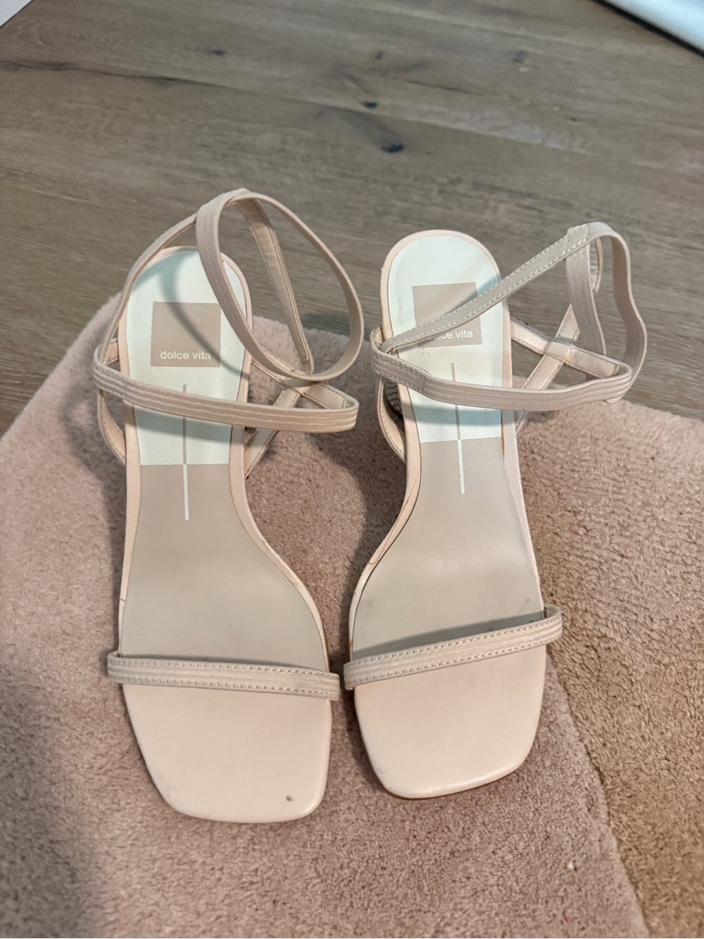 Dolce Vita Pale Blush Strappy Square-Toe Heels